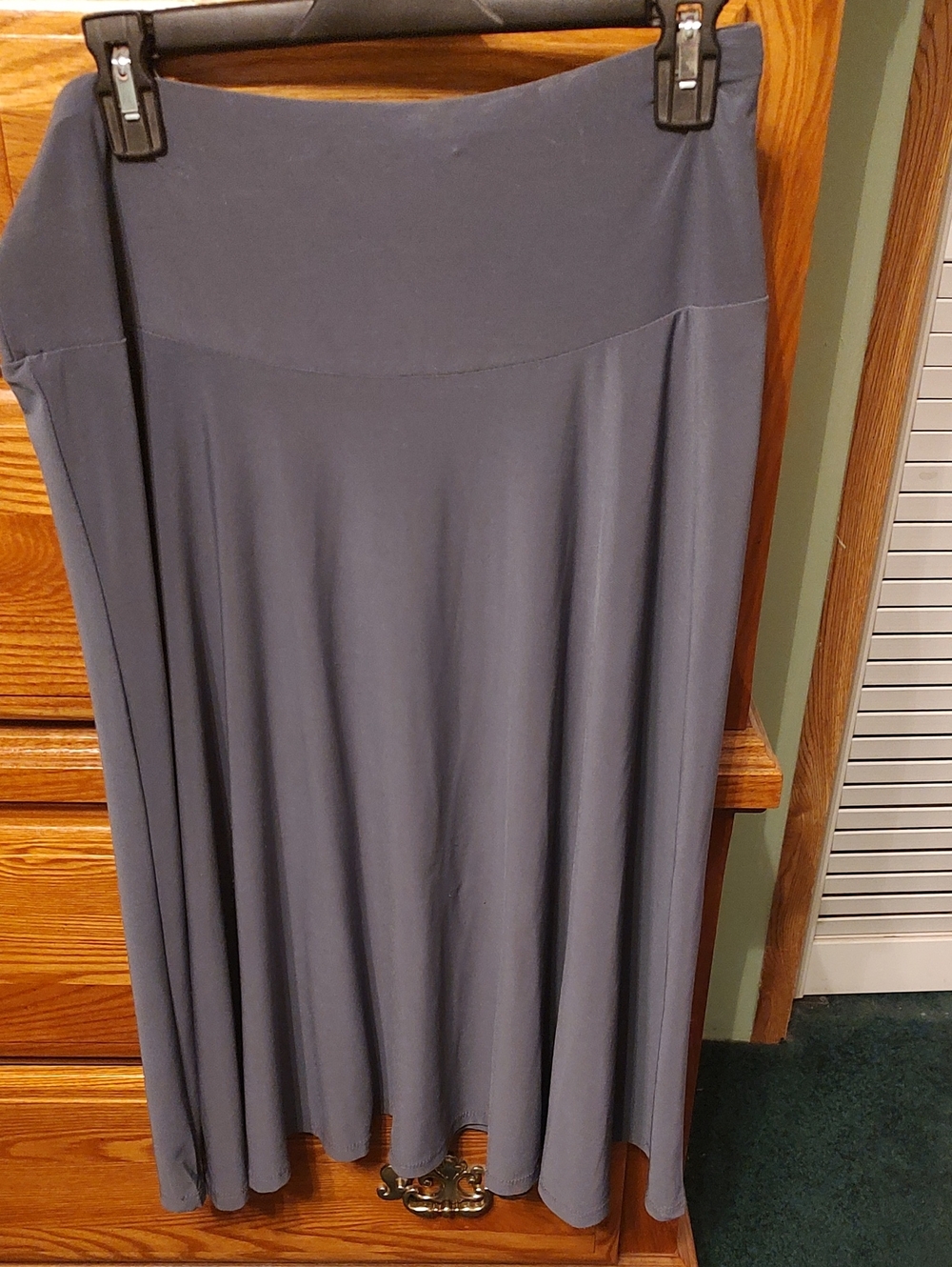 Ashley Blue Midi Skirt - Flowy A-Line Jersey